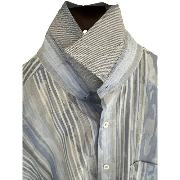 Bugatchi UOMO mens shirt Classic Fit, Blue Camo, 80% cotton & 20 % Linen‎ - Picture 9 of 11